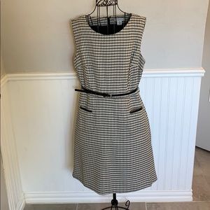 💚 Liz Claiborne HoundstoothBlackBeltDress Women12
